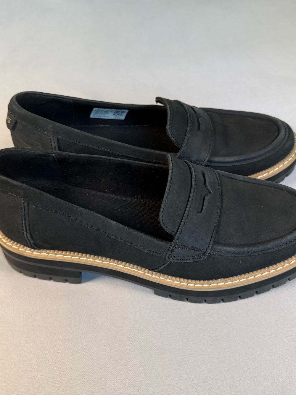 Toms Black Suede Lug Sole Penny Loafers - Picture 3 of 7